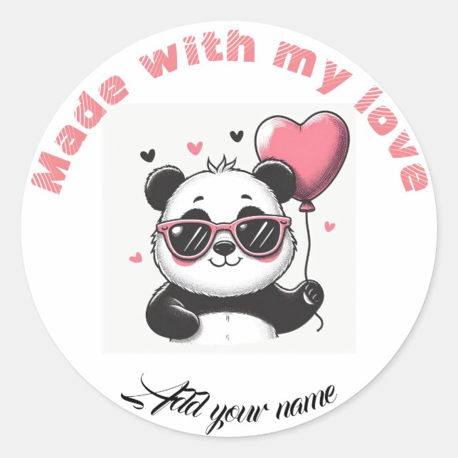 Made with Liebe panda Runder Aufkleber (Vorderseite)