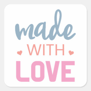 Made with Liebe Quadratischer Aufkleber