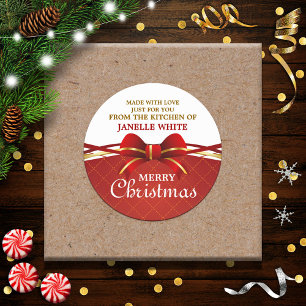 Made with Liebe Red Bow Runder Aufkleber