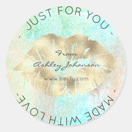 Made with Liebe Tiffany Golden Ozean Lippen Kiss Runder Aufkleber