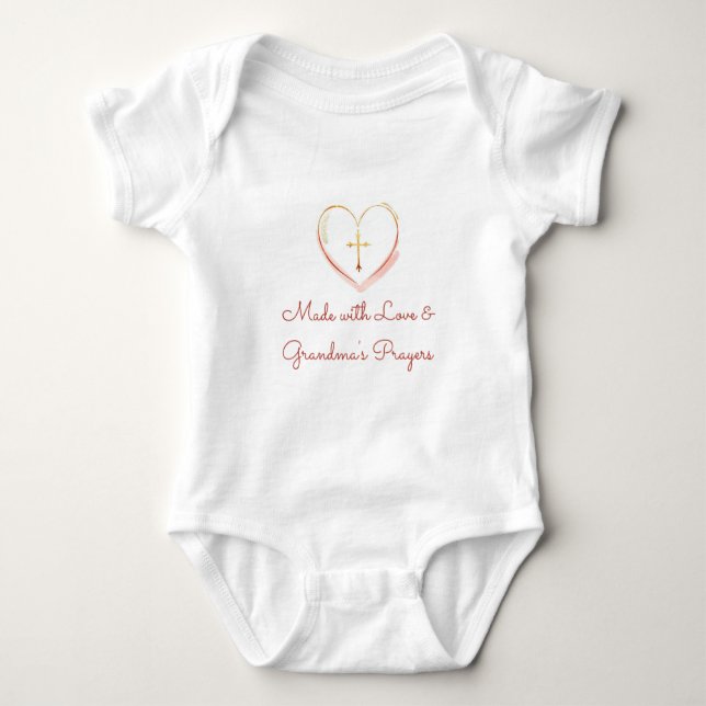 Made with Love and Grandmas Prayers Religious Baby Strampler (Vorderseite)