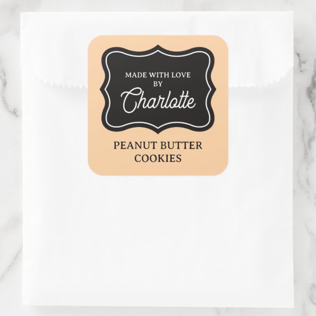 Made with love elegant baked good label stickers (Tasche)