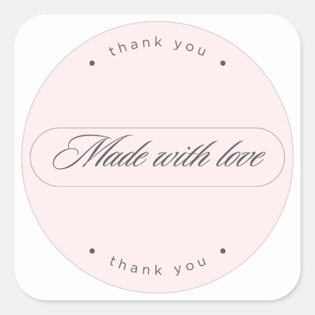 Made With Love Minimalist Thank You Sticker (Vorderseite)