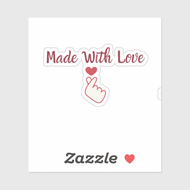 Made With Love Square Sticker (Blatt)