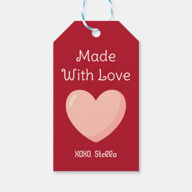 Made With Love Valentine Gift Tag Geschenkanhänger (Vorderseite)