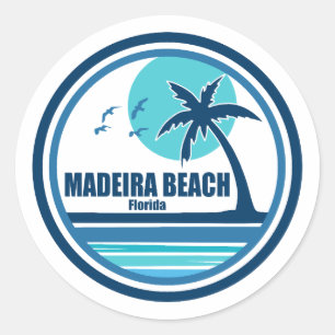 Madeira Beach Florida Palm Tree Birds Runder Aufkleber