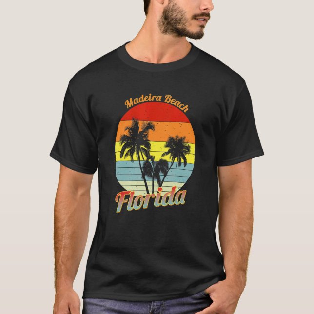 Madeira Beach Florida Retro Tropical Palmen Va T-Shirt (Vorderseite)