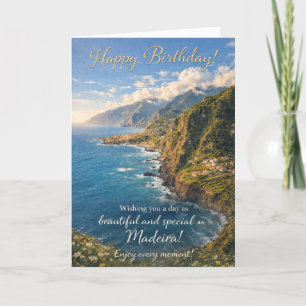 Madeira Geburtstagskarte – Malerisches Küstenportu Karte