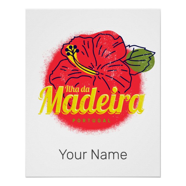 Madeira Hibisken Blume Island Portugal Souvenir Poster (Vorderseite)