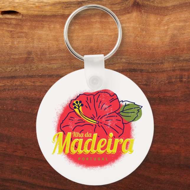 Madeira Hibisken Blume Island Portugal Souvenir Schlüsselanhänger (Vorderseite)
