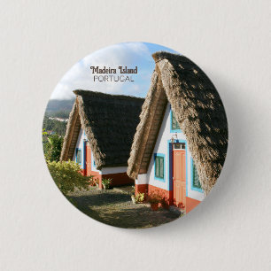 Madeira Island Foto mit typischen Häusern, Portuga Button