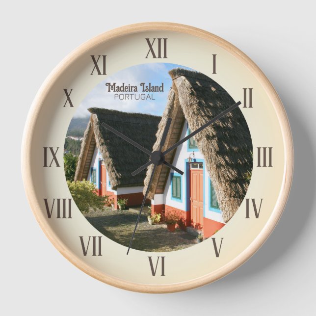 Madeira Island Foto mit typischen Häusern, Portuga Uhr (Vorderseite)