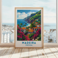 Madeira Island Reiseplakat Portugal Mauer Art
