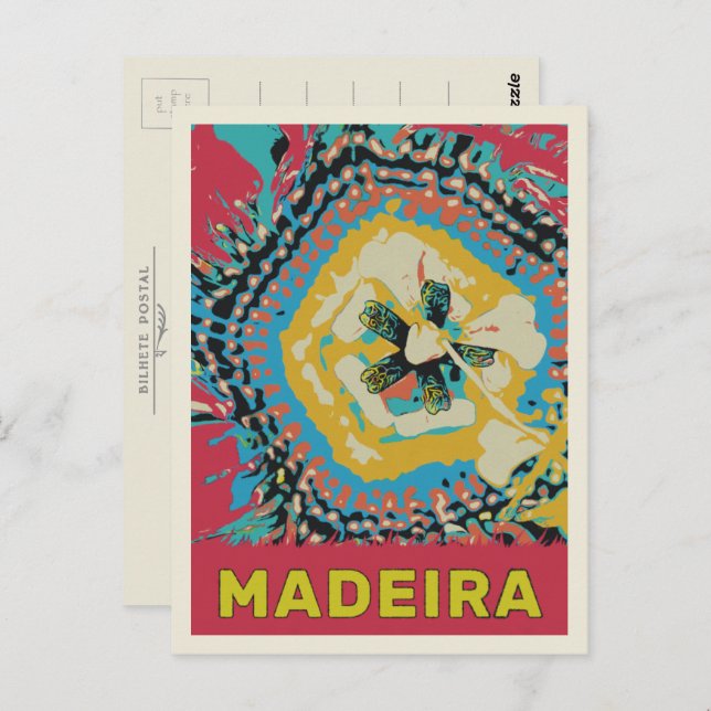 Madeira Passion Blume Illustration Portugal Postkarte (Vorne/Hinten)