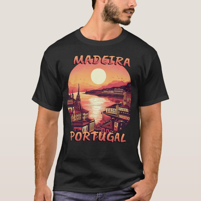 Madeira Portugal City Sunset Circle T-Shirt (Vorderseite)