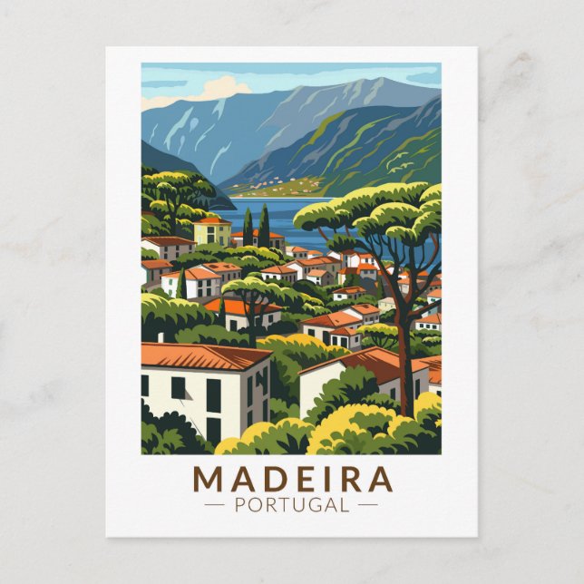 Madeira Portugal Insel Reisen Art Vintag Postkarte (Vorderseite)