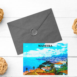 Madeira Portugal Panorama View Illustration Postkarte