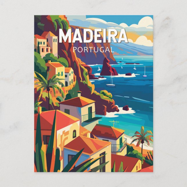 Madeira Portugal Reisen Art Vintag Postkarte (Vorderseite)