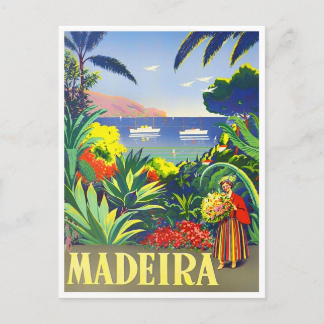 Madeira Vintage Reise Postkarte (Vorderseite)