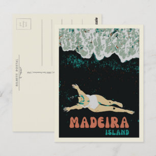 Madeiras Illustration von Black Sand Beach Postkarte