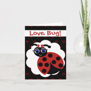 Madeleine Toon LadyBug Red & Black with Hearts Karte