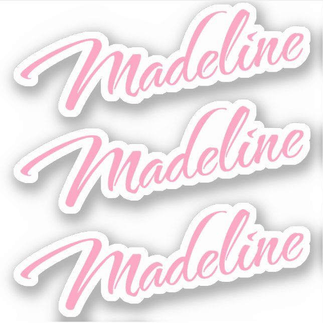 Madeline Decorname in Pink x3 Aufkleber (Vorderseite)