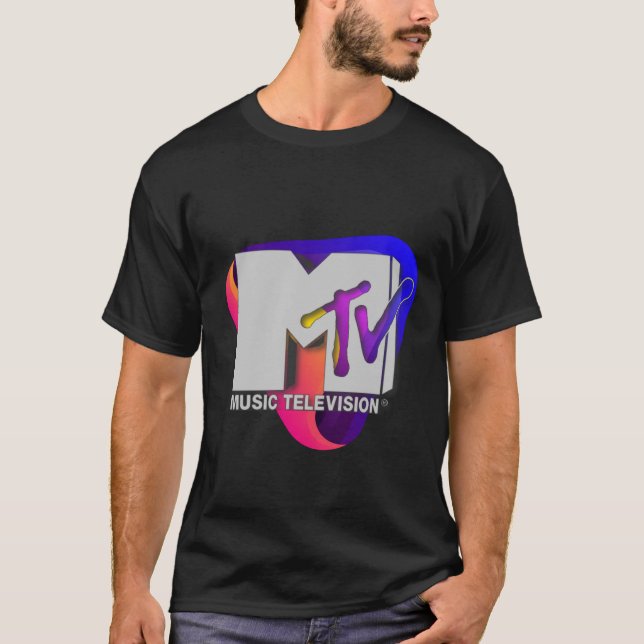Mademark x MTV - Retro MTV Logo 80er Chrome Effekt T-Shirt (Vorderseite)