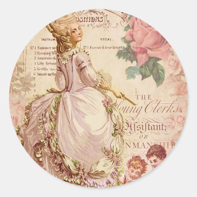 Mademoiselle Couture Runder Aufkleber (Vorderseite)