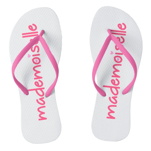 Mademoiselle Fun Typografie Französisches Zitat Fl Flip Flops (Fußbett)