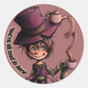 Madhatteraufkleber Runder Aufkleber