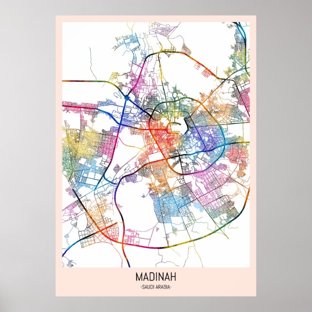 Madinah Saudi Arabien Stadtplan Poster (Vorne)