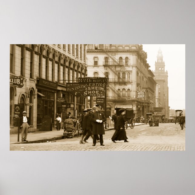 Madison Ave von Summit St., Toledo, OH Anfang der  Poster (Vorne)