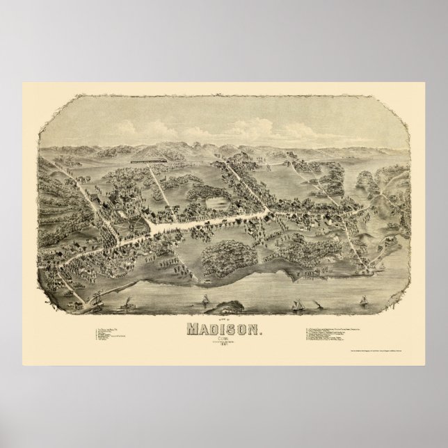 Madison, CT Panoramic Map - 1881 Poster (Vorne)