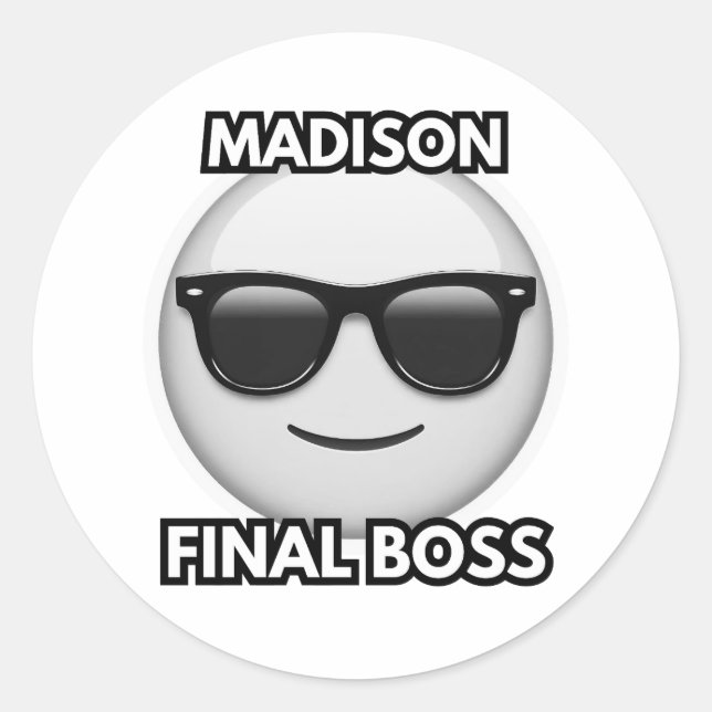 Madison Final Boss Cool Emoji Sticker (Vorderseite)