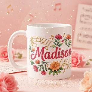 Madison Floral Musikliebhaber Glitzer-Tasse Kaffeetasse