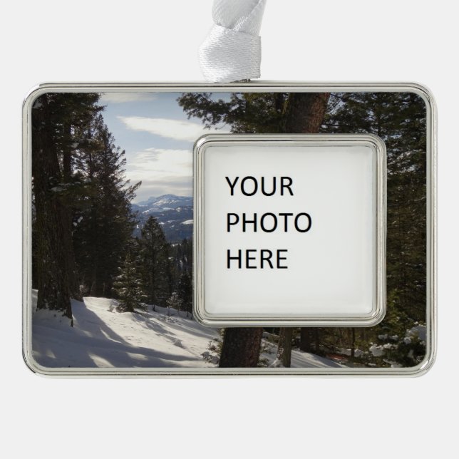 Madison Mountains im Winter in Montana Rahmen-Ornament Silber (Vorderseite)
