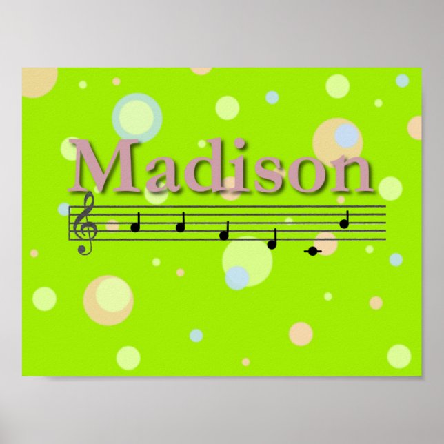 Madison Musical Name Kinderzimmer Room Poster (Vorne)