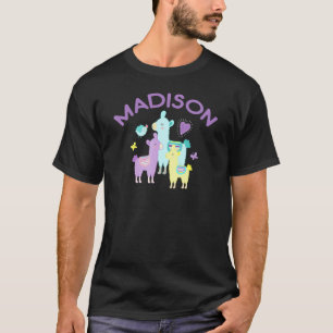 Madison Name Personalisierte Llamas Vogel Und Schm T-Shirt