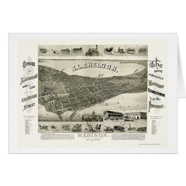 Madison, panoramische Karte WI - 1885 (Vorderseite (Horizontal))