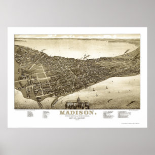 Madison, panoramische Karte WI - 1885b Poster