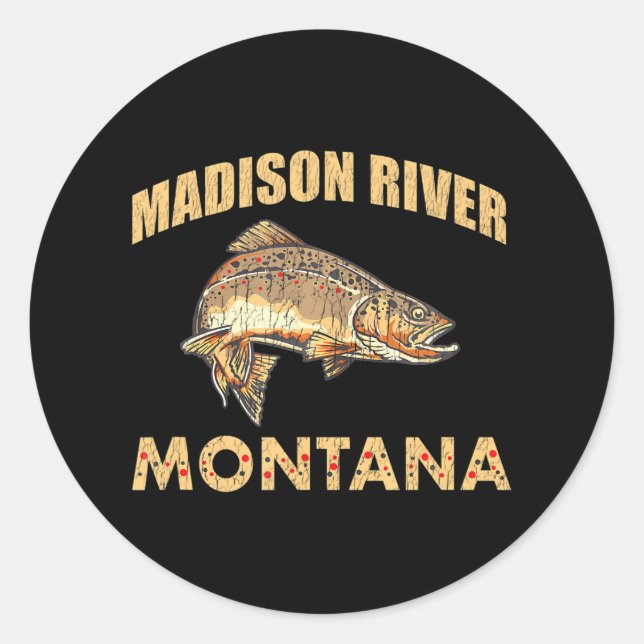 Madison River Montana Brown Foreut Fischen Runder Aufkleber (Vorderseite)