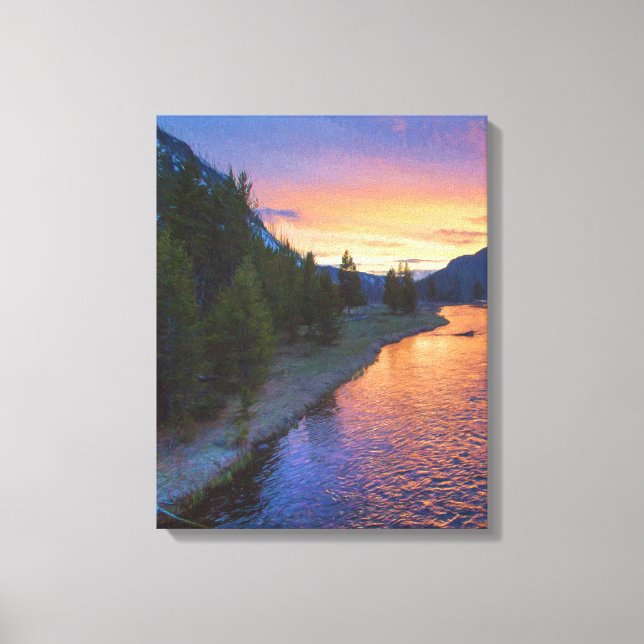 Madison River Sonnenuntergang Leinwanddruck (Vorderseite)