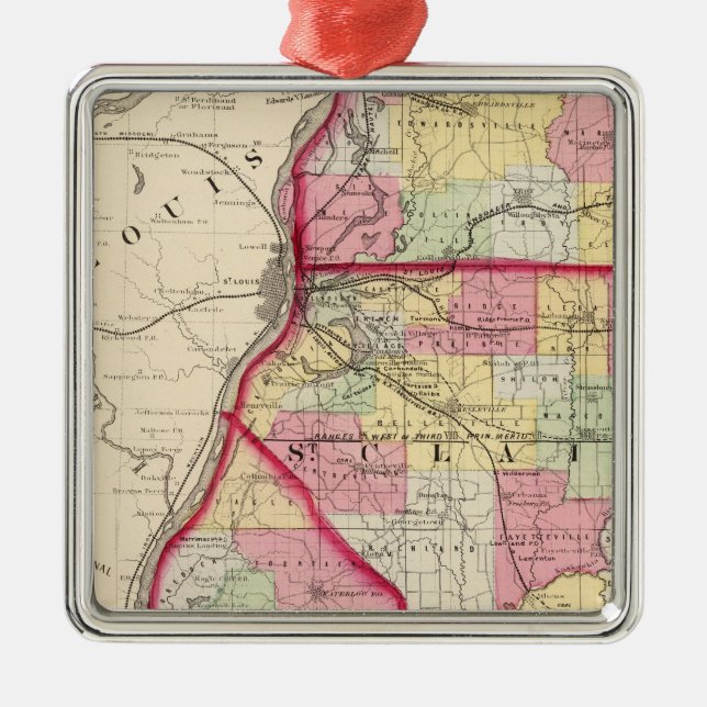 Madison, St Clair, Monroe Landkreise Silbernes Ornament (Vorne)