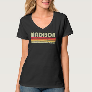 Madison Wi Wisconsin Funny City Zuhause Roots Retr T-Shirt
