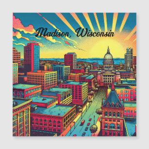 Madison, Wisconsin City Skyline bei Sunset Magnetkarte