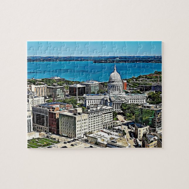 Madison, Wisconsin Downtown Lake und Gebäude Puzzle (Horizontal)