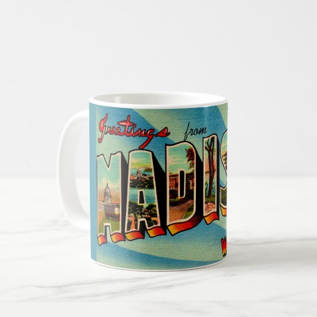 Madison Wisconsin Grußpostkarte Kaffeetasse (Vorderseite Links)