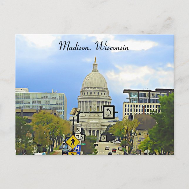 Madison, Wisconsin Hauptstadt Gebäude Fotografie Postkarte (Vorderseite)