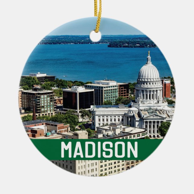 Madison Wisconsin Memento Foto Keramik Ornament (Vorne)