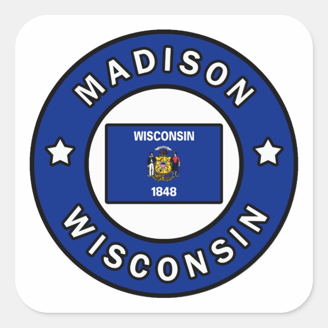 Madison Wisconsin Quadratischer Aufkleber (Vorderseite)